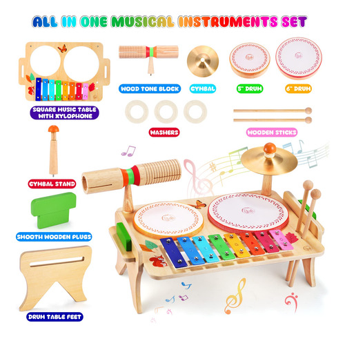 Juego De Batería 7 En 1 Para Niños Pequeños Montessori