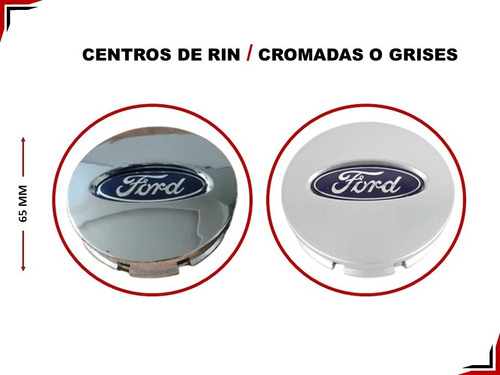 Par De Centros De Rin Ford Edge 2007-2015 Crom/gris