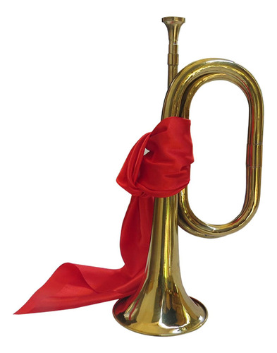 Trompeta De Caballería De Latón Con Tela Roja Para