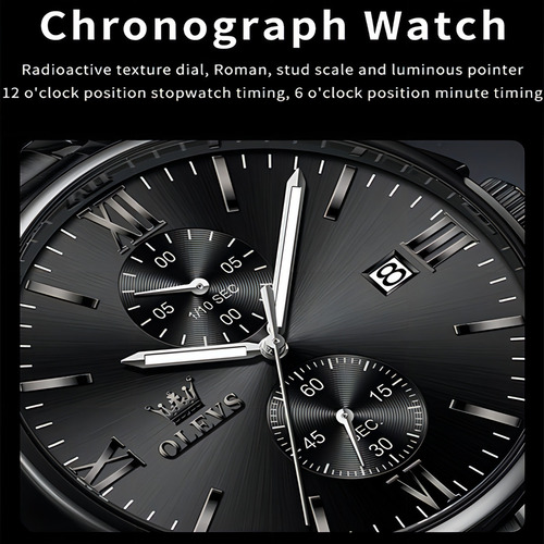 Reloj Olevs De Acero Inoxidable Para Hombre Con Calendario Y Color Del Fondo Stainless Gold