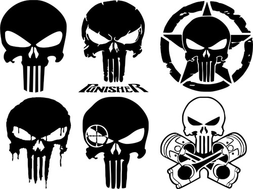 Imagen 1 de 1 de Kit Punisher 01 - 6 Calcos Alto 11 Cm C/u Graficastuning