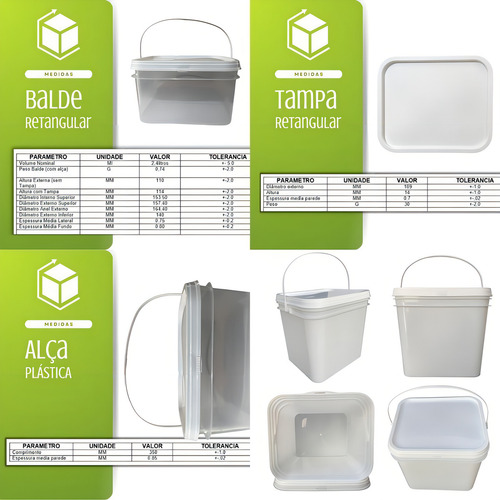 Balde Alça Plastica Para Pedreiro Transparente 2.4l 3 Pçs