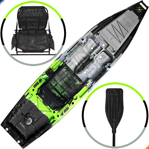 Caiaque De Pesca Iron 1187 Personalizado Milha Náutica Cor Cinza/verde/preto