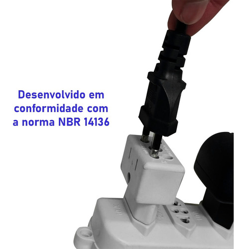 Adaptador Tomada Benjamin Maciço 3 Pino P/ 2 10 E 20 Amper