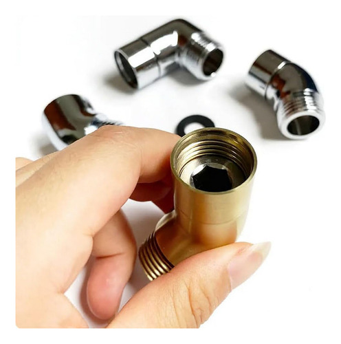 Adaptador De Codo De Ducha De 90° De Latón Macizo, Negro Mat