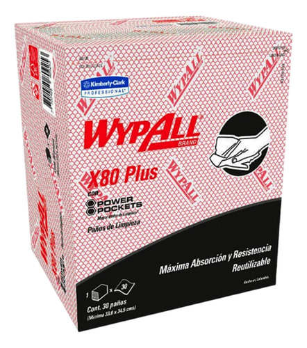 Wypall X80 Plus Paño De Limpieza Rojo 1416 Pack Con 30pz