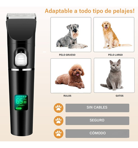 Kit Maquina Cortar Pelo Perro Mascota Accesorios Profesional Color Negra