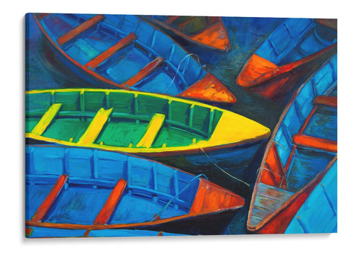 Quadro Decoração Nautica Canoas Tela Canvas 80x120 Cm