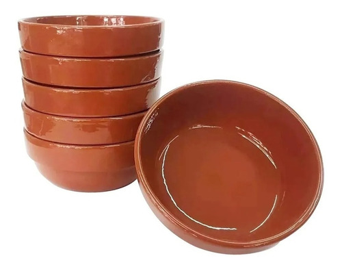 Cazuela Esmaltada Apilable Terrina Terracota 14cm Barro Color Marrón