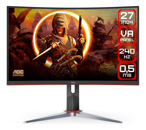 Monitor Gamer Curvo 27  Aoc C27g2z, Fhd 240hz 0.5ms 300 Nits