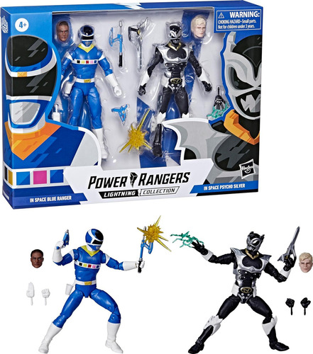 Bonecos Ranger Azul  E Psycho Ranger Prateado Power Rangers Lightning Hasbro