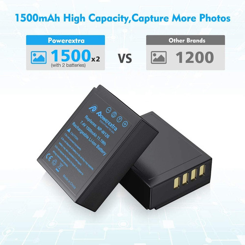 Imagen 3 de 7 de Cargador Dual + 2 Baterías Fujifilm Np-w126 Np-w126s X100f