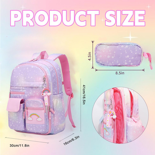 Rlxgcz Mochila Escolar Para Niñas Mochila Arcoíris Mochila A