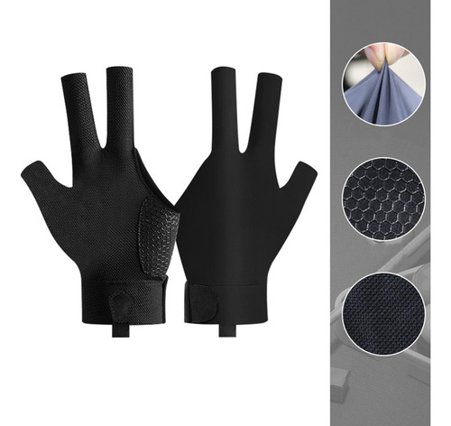 Tai 3 Dedos Glove Glove Glove Glove Pool Cue Left Black S