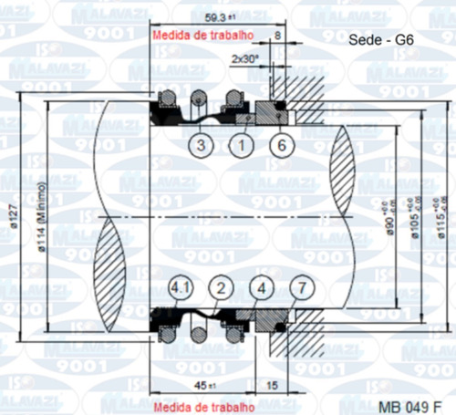 Selo Mecânico T.1 90,00 Mm Sic X Sic X Viton - Malavazi G6