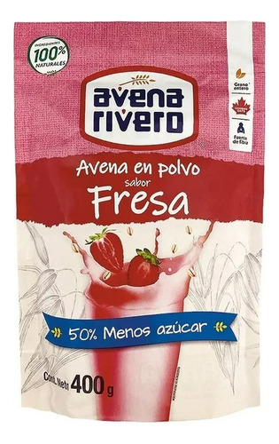 5 Pzas Avena Avena Rivero En Polvo Sabor Fresa 400 G
