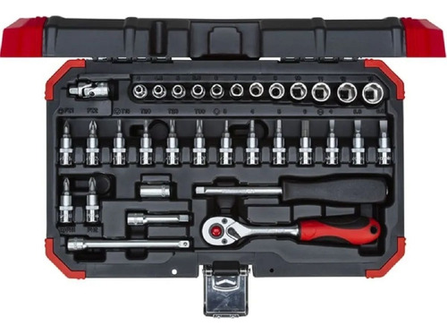 Imagen 1 de 7 de Juego Tubos Gedore 1/4 33 Pz 4 Mm A 13 Mm Crique Torx Philip