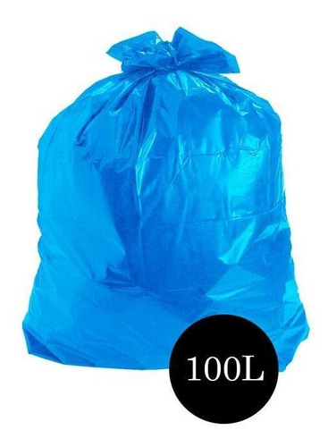 Saco De Lixo Comum Azul M4 100lts Pct C/100 Un Cor Azul
