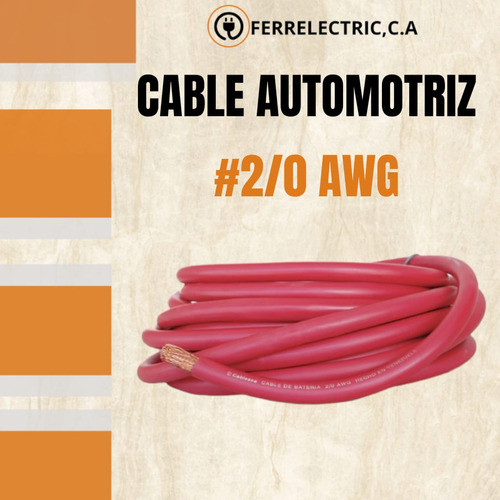 Cable 2/0 Automotriz Batería 100% Cobre 