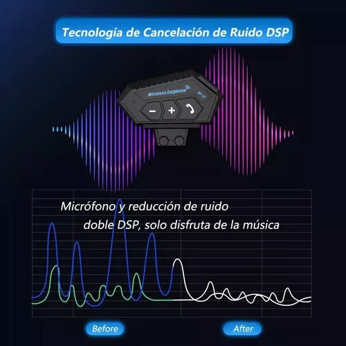 Audiofones Bluetooth Para Música, Capacete De Motociclista