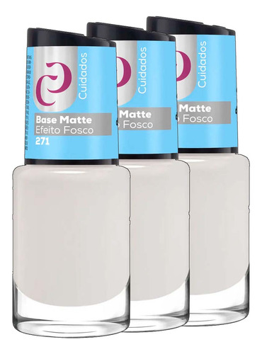 Kit 3un O Melhor Esmalte Efeito Fosco Base Matte 10ml - Cora