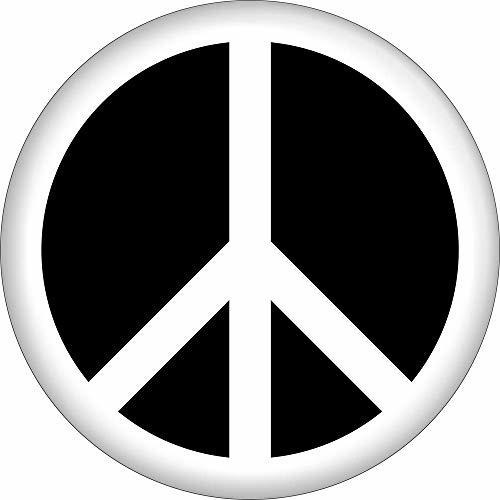 Peace Sign - White On Black - 2.25  Round Magnet