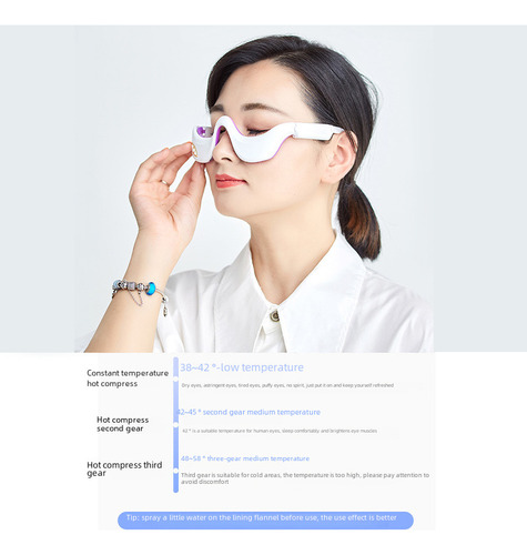 Masajeador Ocular Plegable Blanco Con Instrucciones En Chino