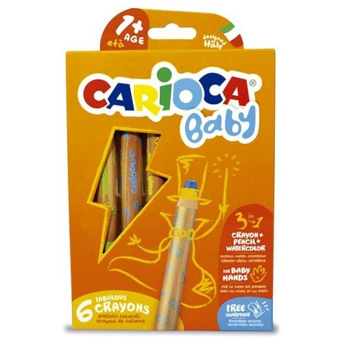 Carioca Baby - Lapiz Cera - 3 En 1 - 6 Colores