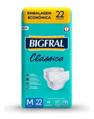 Fralda Geriátrica Bigfral Clássica Econômica M C/22