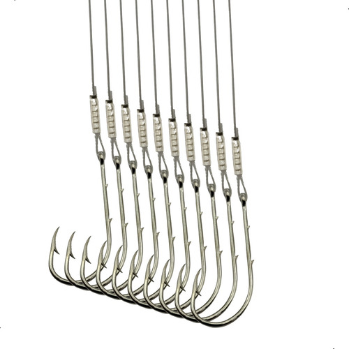 Kit 10 Peças Anzol 4330 N°11/0 Encastoado Flex Com Girador