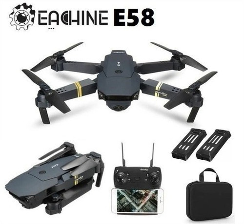 Cámara Drone Eachine E58 Full HD de 2,4 GHz, 2 baterías y funda, color negro
