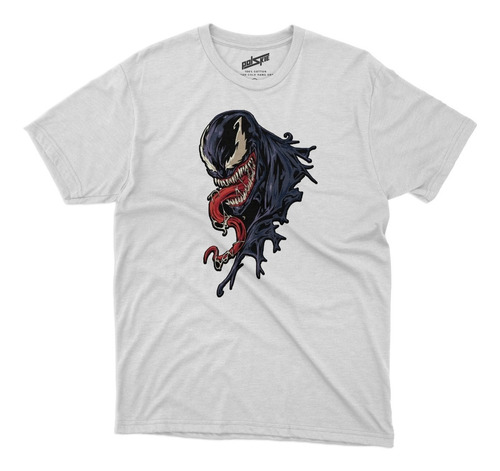 Remera Venom De Perfil Con La Lengua Larga Algodon Blanca