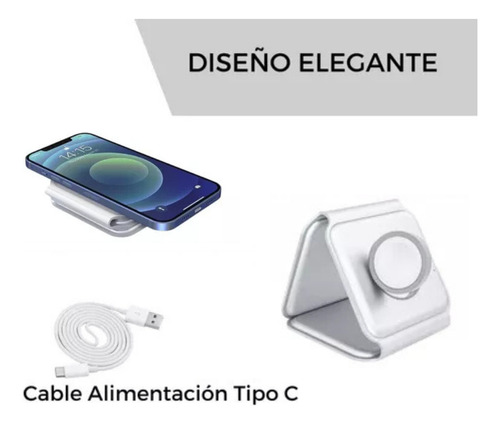 Cargador Inalámbrico Para iPhone Apple Watch AirPods 3 En 1
