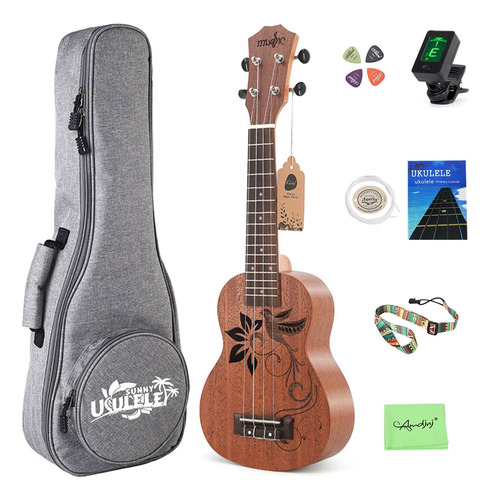 Ukelele Soprano Bird De 21 Pulgadas Sapele Pequeña Gui...