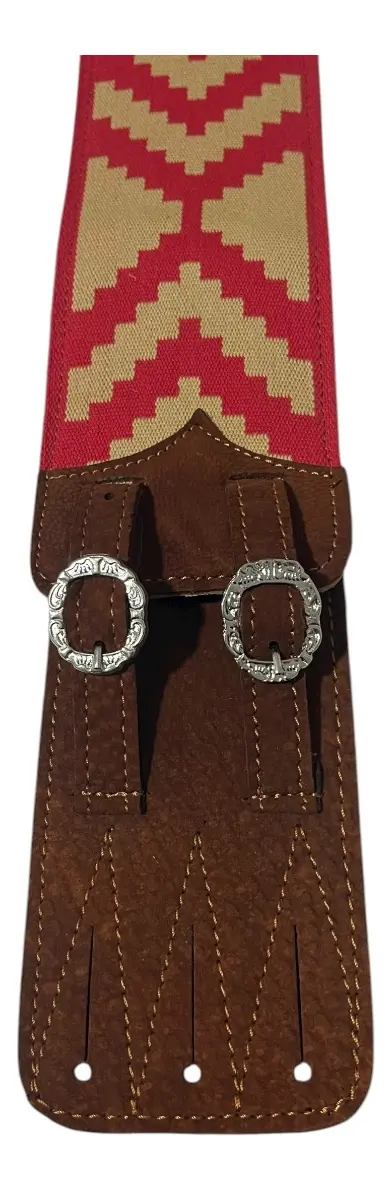 Cinturon Tirador Culero Regulable Guardapampa C/carpi Rastra Rojo Y Beige Con Hebilla 84cm - Imagen 3