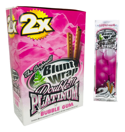 3 Papel Blunt Wrap X 2u Double Platinum 110mm Saborizados Sabor Chicle