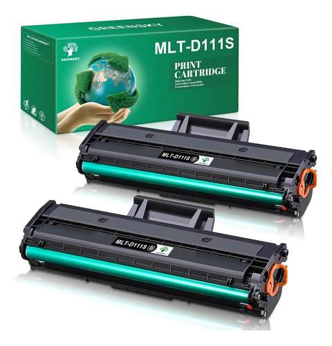 Kit 02 Toner Compatível Mlt-d111s D111 P/ Impressora Samsung Sl-m2070 Sl-m2020 M2070 M2020 1.8k Tinta Preto