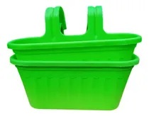 Comprar Pack (x2) Macetero Plástico Jardinera De Balcón 40 Cm Verde Lima Balcón