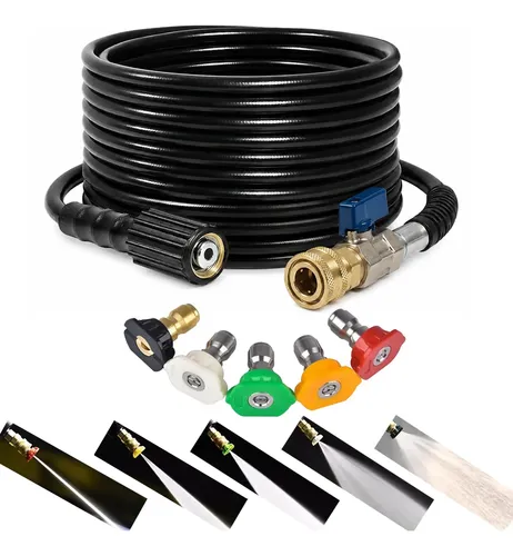 15m Mangueira Bico Registro Engate Rápido Lavadora P/karcher Preto
