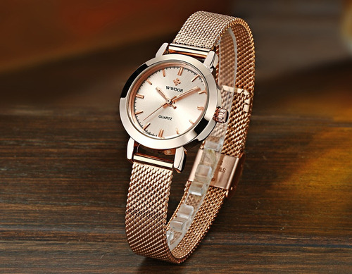 Reloj Analógico Para Mujer Marca Wwoor Rosa Rosa Rosa