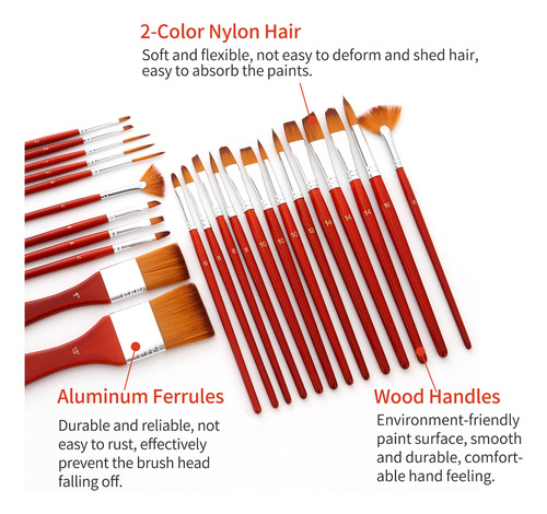Juego De 24 Brochas Acrílicas De Nailon Para Peluquero