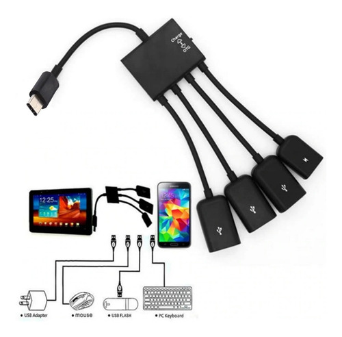 Otg Usb Tipo C Hub Para Smartphone, Tablet