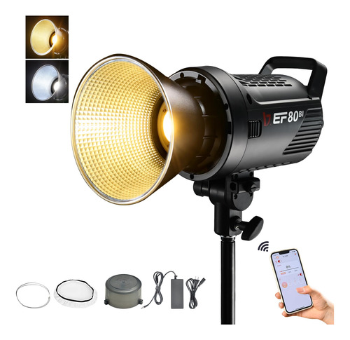 Jinbei Ef-80bi 80w Luz De Video Led Cob Bicolor 2700k-6500k 