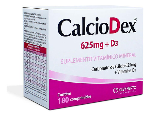 Suplemento Alimentar Calciodex 625mg 180 Cpr - Kley Hertz