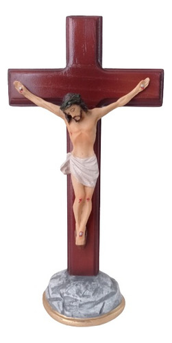 Cristo Crucifijo Con Base 23 Cms Resina 
