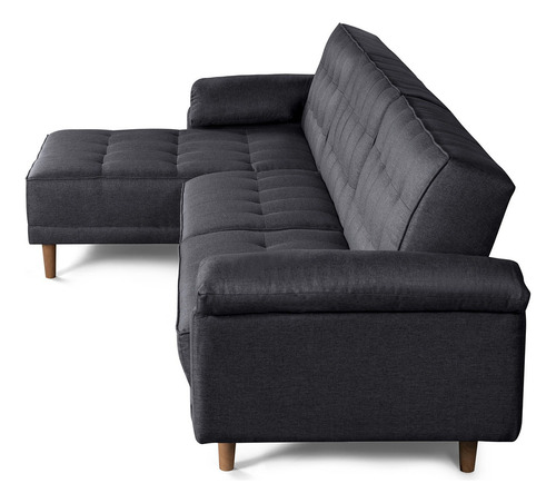 Sala Modular Landon Makora Beehive Memory Foam De Lino Color Gris Oscuro