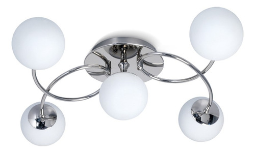 Plafon Techo 5 Luces Globo Opal G9 Linea Relleu Cromo Rd