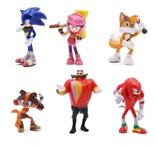 Set Con 6 Figuras Coleccionables De Sonic Boom Con Bases