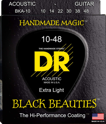 Dr Strings Cuerdas De Guitarra Acustica, Black Beauties - Re