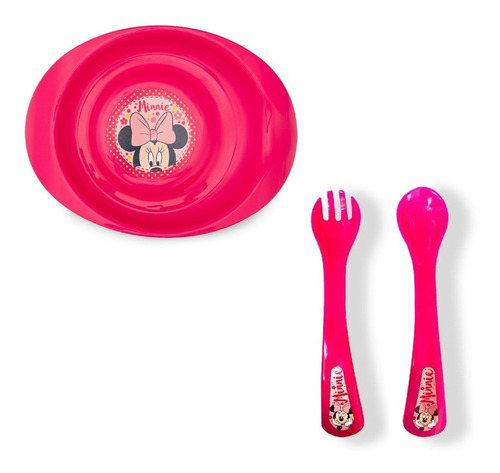 Imagen 5 de 8 de Set Plato Y Cubierto P/ Comer Bebé Mickey Minnie Disney Baby